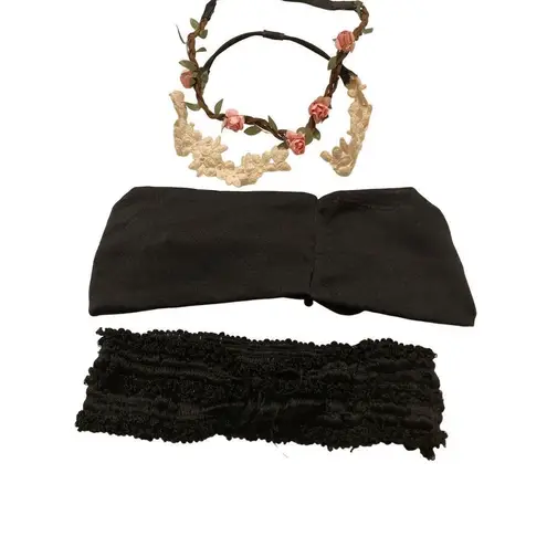 Lot of 4 Headbands Flower Crown Stretch Hair Accessories Pink