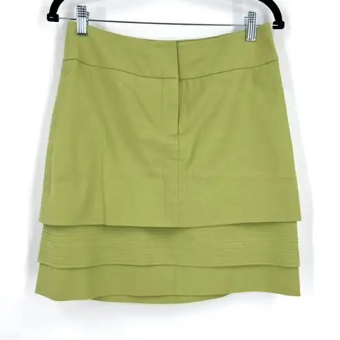 Etcetera Women's Tiered Layered Woven Fully Lined Skirt Bold Lime Green Size 6