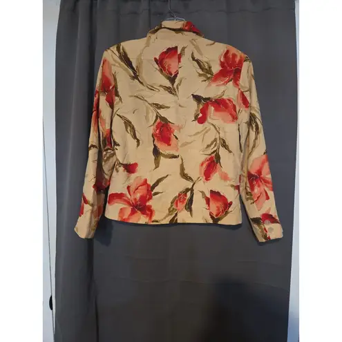 Coldwater Creek Coral Floral Blazer, Women's PS, Beaded Beach Blazer, Tropical