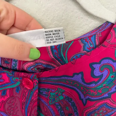 Alfred Dunner Blouse Retro Women's Size 16 Career Preppy Paisley Going Out Artsy