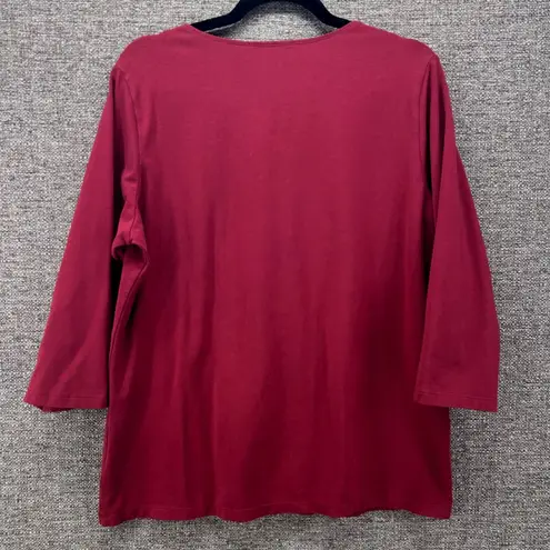 Denim And Co Womens Tunic Blouse Size L Wine Fall Modern Twist Classic Silhoutte Red Size L