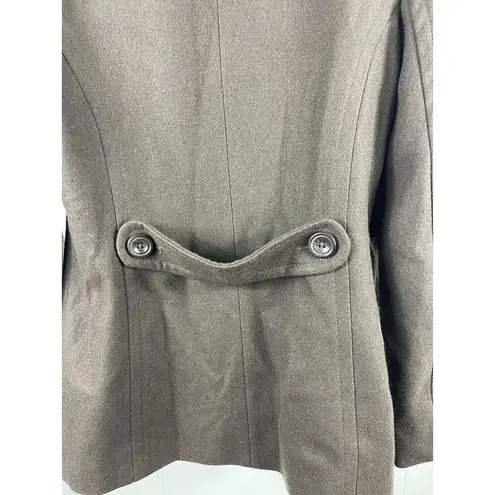 Anne Klein  Brown Double Breasted Short Length Wool Blend M Lined Peacoat