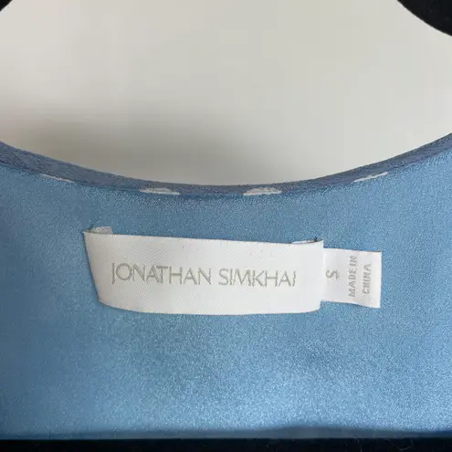 Jonathan Simkhai Caroline polka-dot baby blue silk playsuit romper size S small