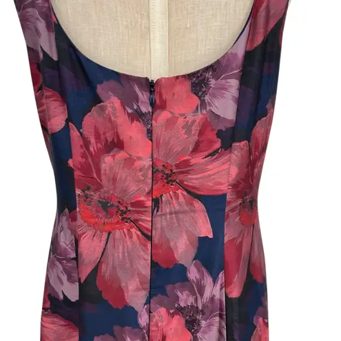 Hutch Luna Dress Gown Maxi Floral Print Tiered Navy Blue Pink Size US 10