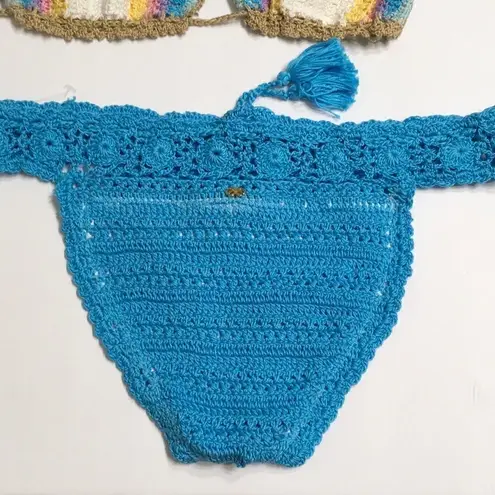 PilyQ Romance & blue crochet bikini set. M-top/L-bottom NWT