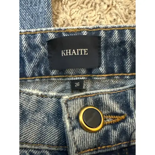 KHAITE Abigail High Rise Distressed Straight Leg Jeans Size 26