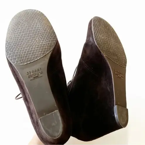 Stuart Weitzman  Dark Brown Suede Lace Up Wedge‎ Ankle Boot Women’s Size 10 Fall - Image 3
