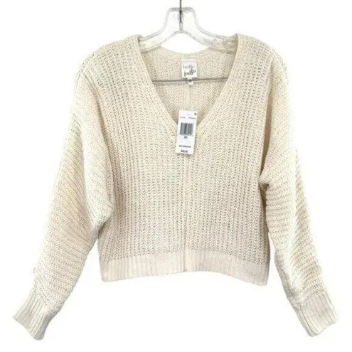 belle du jour Chenille Cream Chunky Oversized Cropped Knit Sweater New