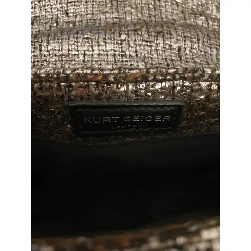 Kurt Geiger London Tweed Embellished Chain Shoulder Bag Silver