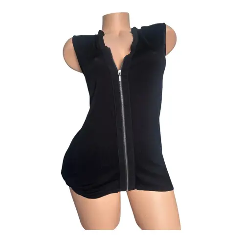 Design History Womens size small zip-front vest top black sleeveless front zip - Image 5