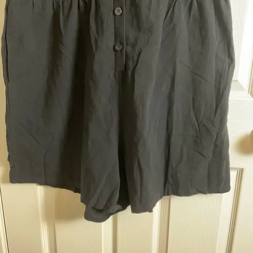 DEEP SELF Women's Short Sleeve Button Down Shorts Rompers V Neck size large Black thumbnail 7