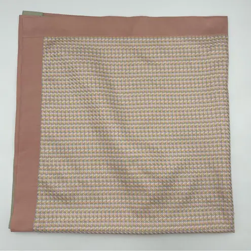 Jim Thompson Silk Scarf Woven Pastel 41" x 41" Pink Blue Yellow Green Border