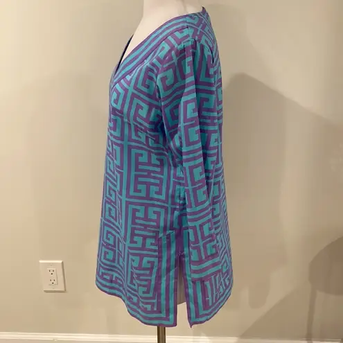 Gretchen Scott Purple Turquoise Mandarin Tunic