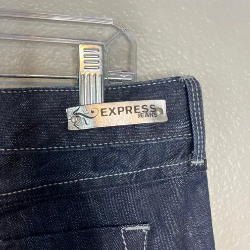 EXPRESS  Zelda Barely Boot Jeans Size 8 Slim Fit Ultra Low Rise Dark‎ Wash - Image 2