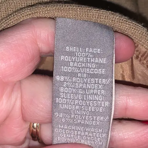 Valerie Stevens tan zip up faux leather jacket 1X