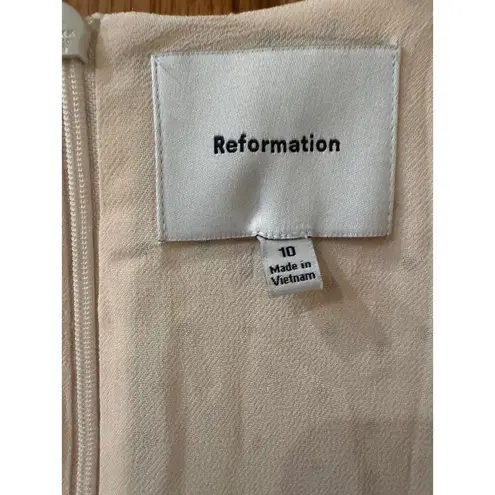 Reformation  Novia Polka Dot Flutter Sleeve Dress in Salt and Pepper, Size 10 NEW