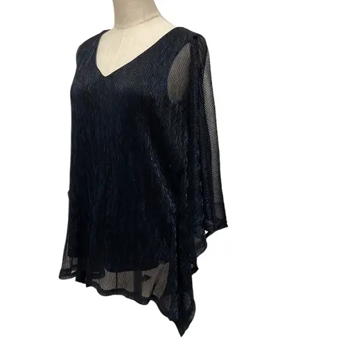 Ny Collection V-Neck Metallic Embellished Sheer Kimono Blouse Top Size M NWT