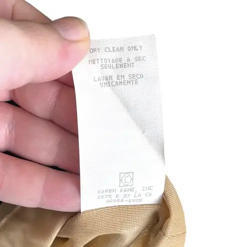 Karen Kane Silk Crushed Velvet Floral Overlay Tan Lining Dress Zipper Back