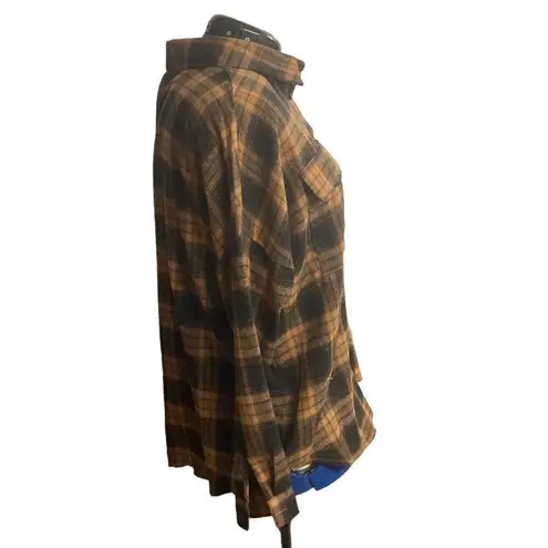 Blooming Jelly Women’s Plaid Shirt Size Medium OVERSIZED Brown Gold New With Tag