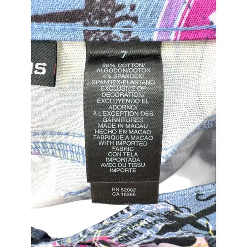 DKNY Jeans Y2K Map Print Pants Women 7 Low Rise Cropped Flare 2000s Streetwear Blue Size undefined