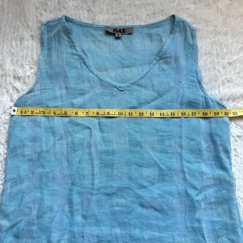 Flax Sleeveless Linen Dress S Blue Textured Lagenlook Minimalist Coastal Cottage