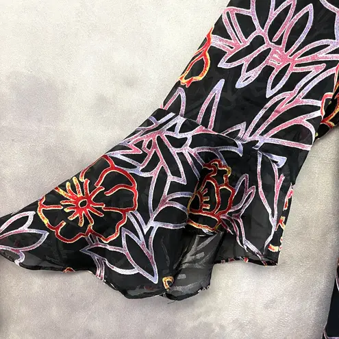 Anne Carson Silk Burnout Blouse Womens Large Floral Boho Whimsigoth Fairycore