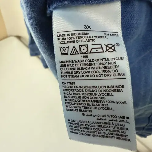 Old Navy  Blue Puff Sleeve Tie Chambray Denim Mini Swing Dress Tiered Boho 3X