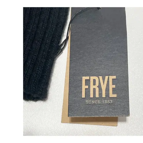  Leather Patch Long Knit Wool Gloves Frye Stamped Logo Black Small / Medium