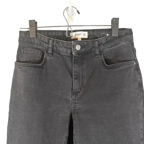 MNG by Mango Black Cotton Blend Jandri Straight Leg Denim Jeans Women Sz 4