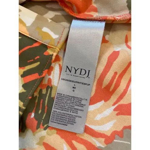 NYDJ - Orange Floral Button Down 3/4 Sleeve Blouse L