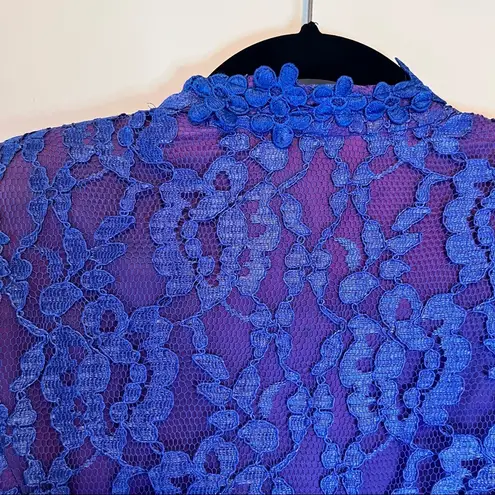 Vintage 80s Size 13/14 Cachet by Bari Protas Lace Embellished Victorian Jacket Purple