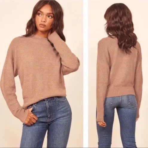 Reformation  Sweater Elle Ribbed Marled Mock-Neck Yak Winter Toffee XS GUC