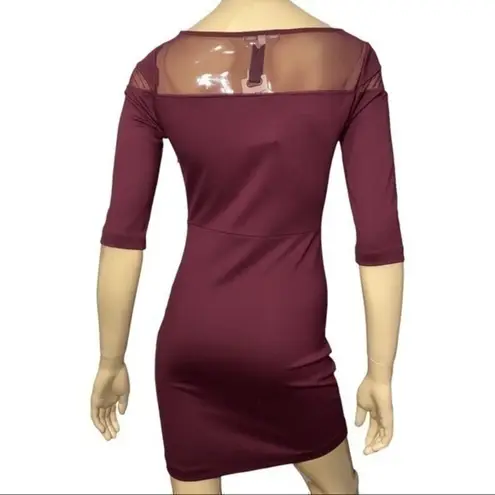 BB Dakota  Women’s Size S Burgundy Maroon Stretchy Bodycon Mesh Top Mini Dress