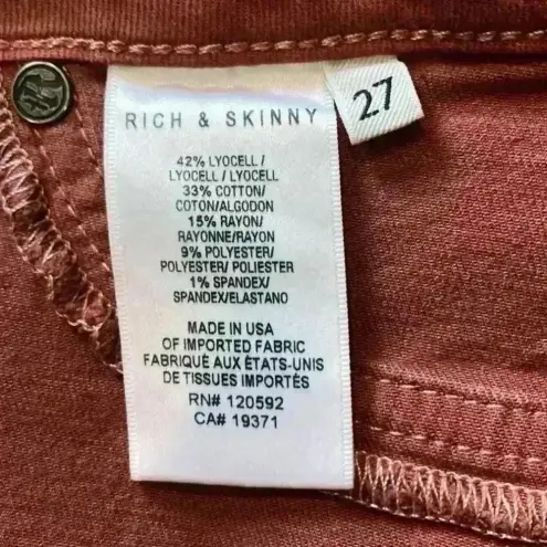 Rich & Skinny  burnt orange brown skinny jeans in size 27