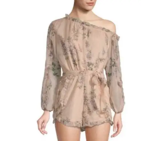 Allison New York One Shoulder Floral Romper ruffle one