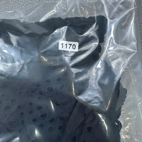 Embroidered Blouse Black Eyelet Cotton Ruffle Sleeve Button Down Top Small