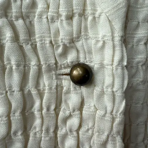 J Peterman 100% Linen Ivory Button Front Blazer Jacket 16 White