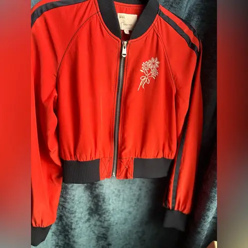Cinq À Sept Red Embroidered Bomber Jacket (see photos)