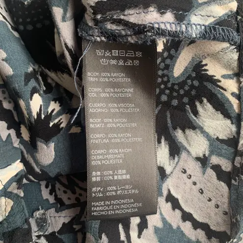 Faithfull the Brand Blue Floral Leaf Patterned Sleeveless Tank Top Blouse