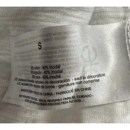 Ella Moss Eyelet Embroidered Flounce White Tee Sz S Cotton Modal Babydoll Boho