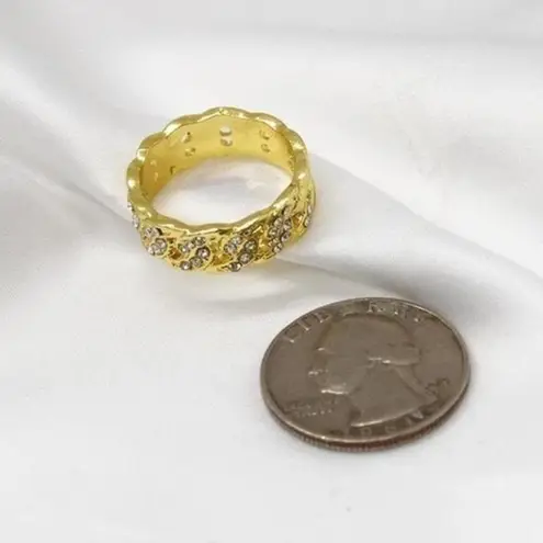 Rhinestone Gold Chain Ring