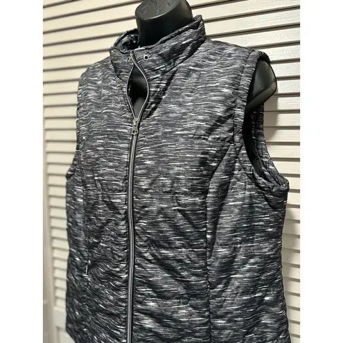Christopher & Banks Christopher Banks Black/Gray Puffer Vest Zip Up Sleeveless Size L Zip Pockets - Image 2