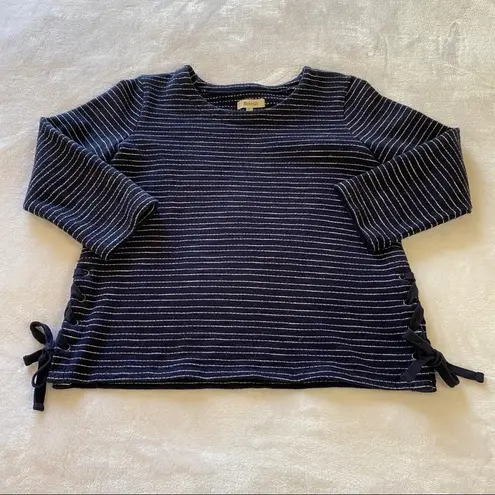 Madewell  Striped Side Lace Up Cotton Sweater Size XXS