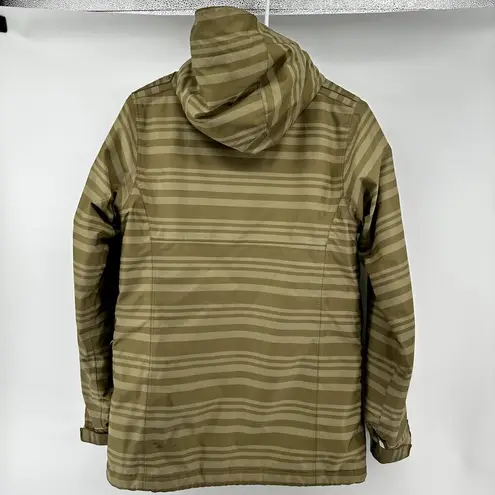 Bonfire Taylor Jacket Striped Double Breasted Mid Fit Hooded Outdoor Green Small