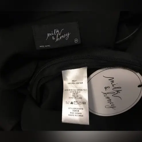 Tuxedo Lapel Faux Wrap Dress in black size M Size M