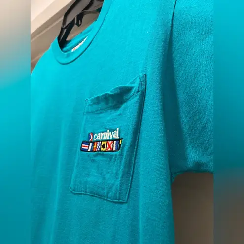 VTG Carnival Teal Blue Turquoise Short Sleeve Crew Neck T