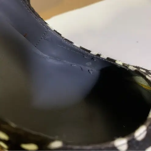 MRKT BROWN, BLACK & WHITE DOTTED CALF HAIR PUMPS (8.5)