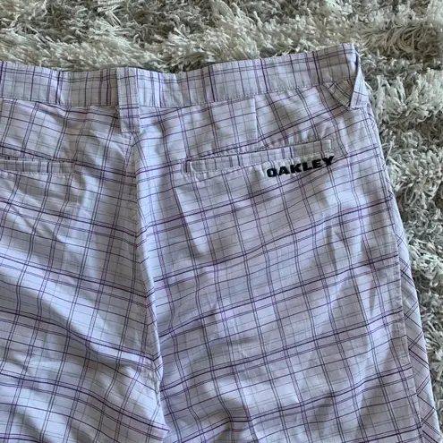 Oakley Modern White/Purple Checkered Print Classic Golf Shorts