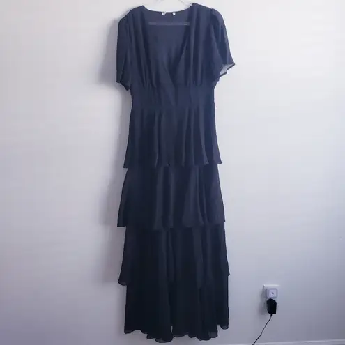 Baltic Born Montaigne Ruffle Maxi Dress Short Sleeve New Without Tags