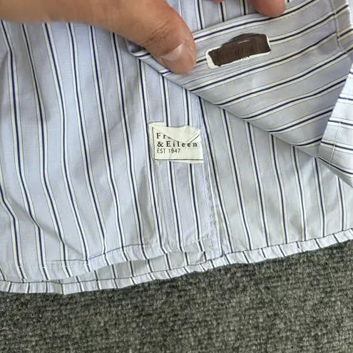Frank & Eileen Women's Super 100s 2 Ply Cotton Striped Shirt Sz Large READ